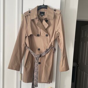 Sam Edelman Tan Trench Coat with Patterned Belt